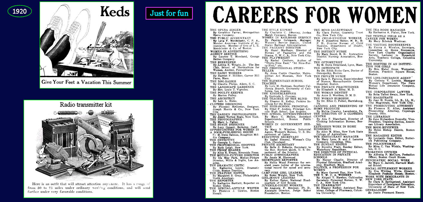 Hobby and career ads, 1920